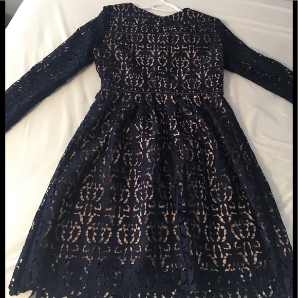A navy lace patterned dress - Picture 2 of 3